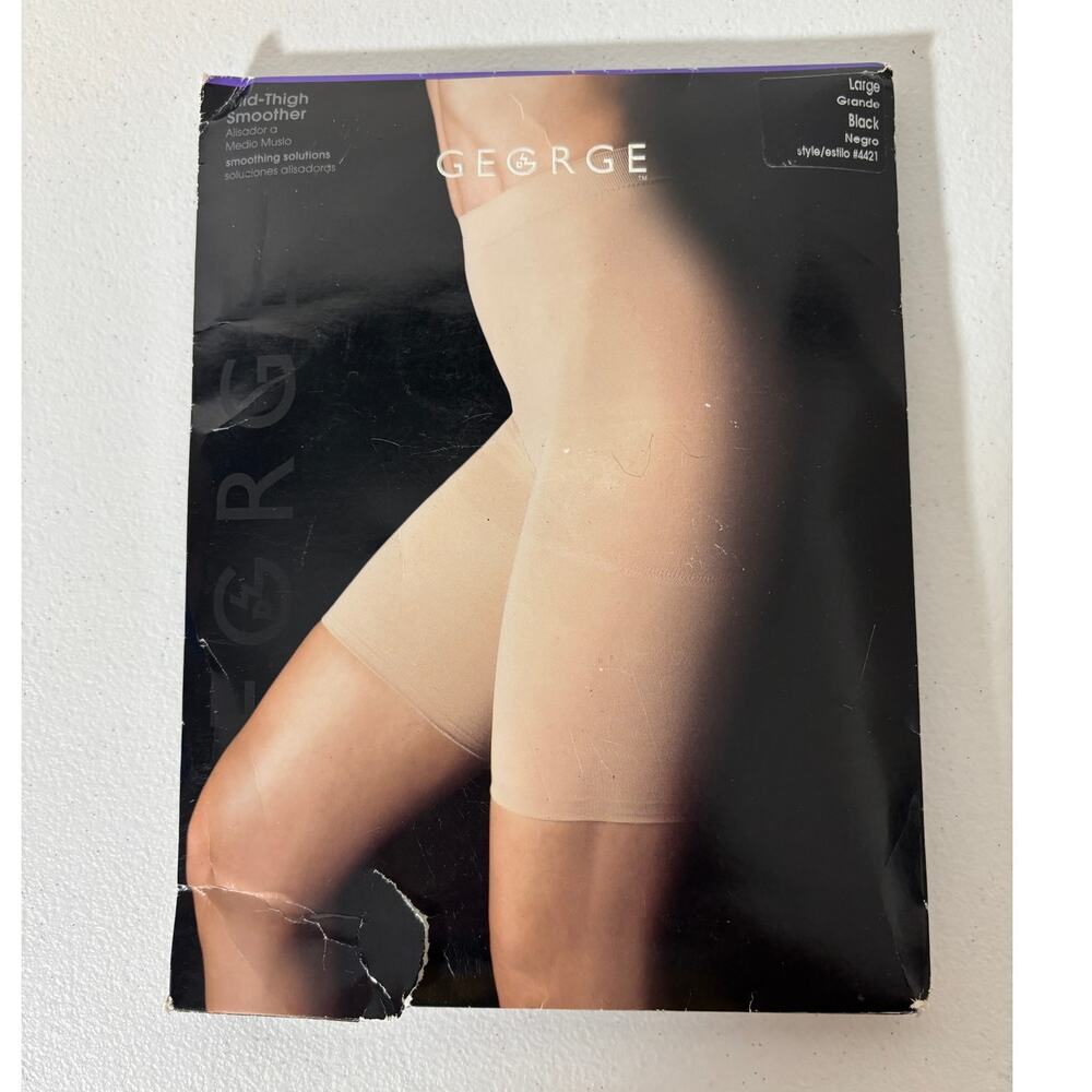 George NEW Size L Black Mid-Thigh Smoother Comfort Shapewear Style 4421